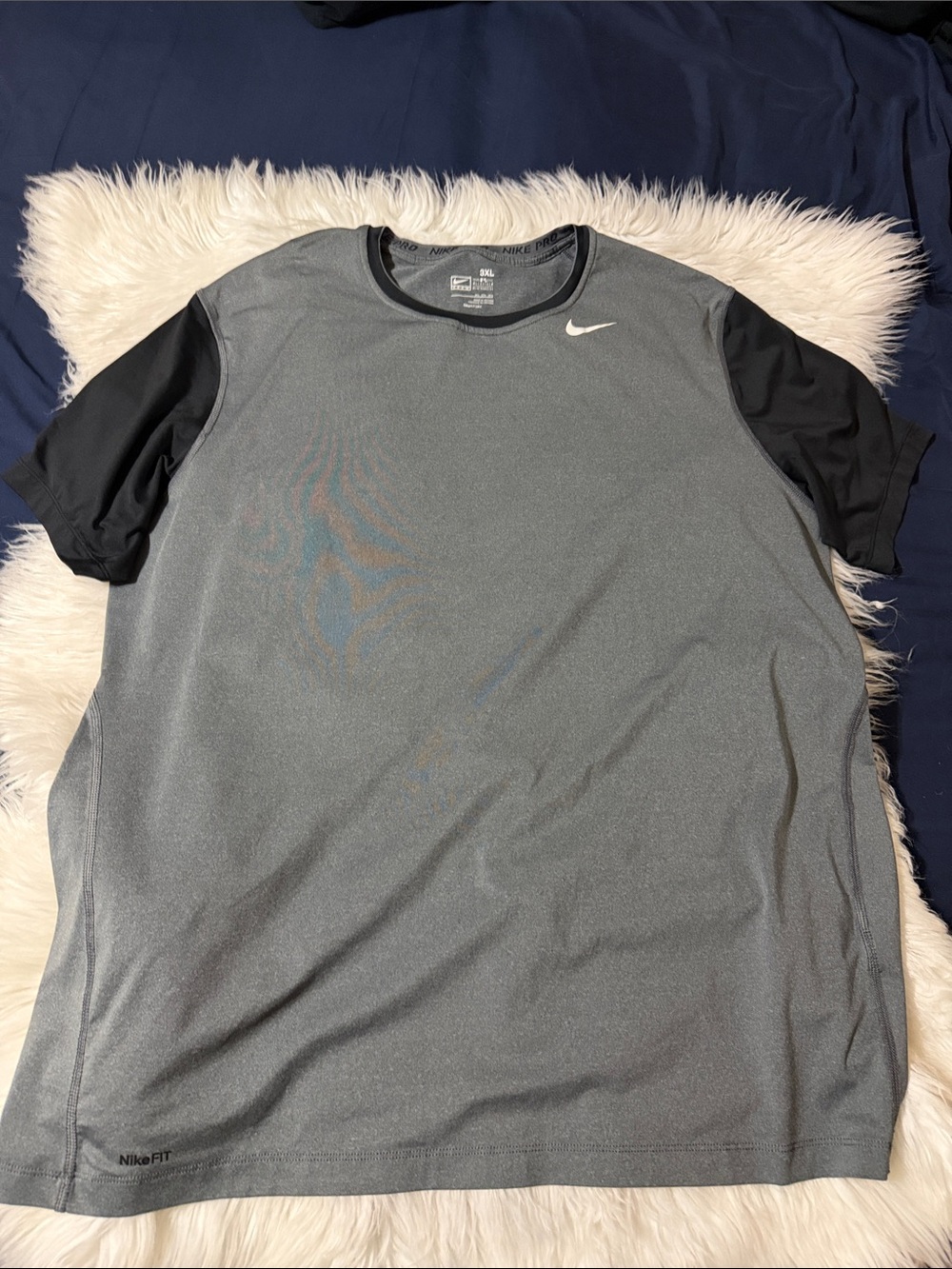 Nike Men’s Gray Shirt with Black Sleeves Dri-FIT